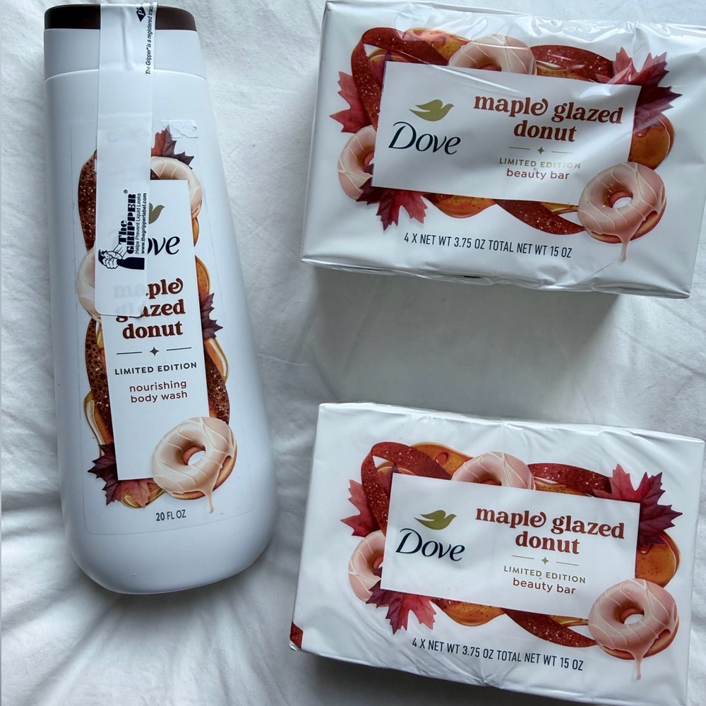 20 fl oz Dove Maple Glazed Donut Nourishing Body Wash and (8 )Beauty Bar soap 🧼